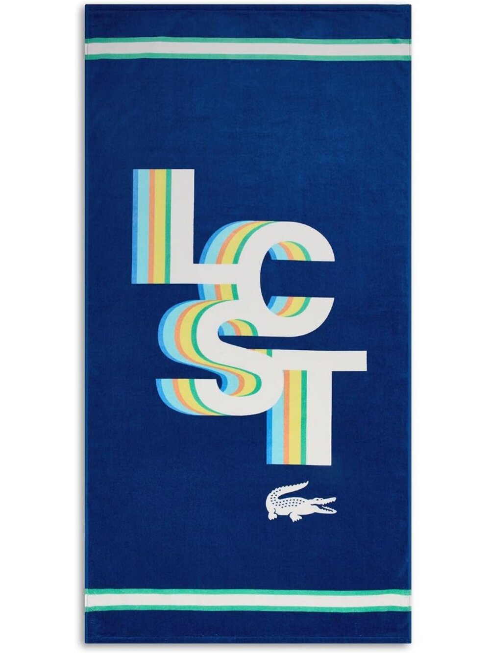 Lacoste Beach Towel Crocodile LCST Oversized 36" x 72" 100% Cotton Blue - NEW